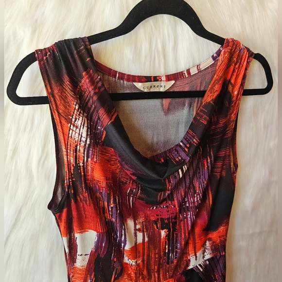 Current 2000's Cityscape Watercolor Sleeveless Midi Dress - Picture 2 of 8